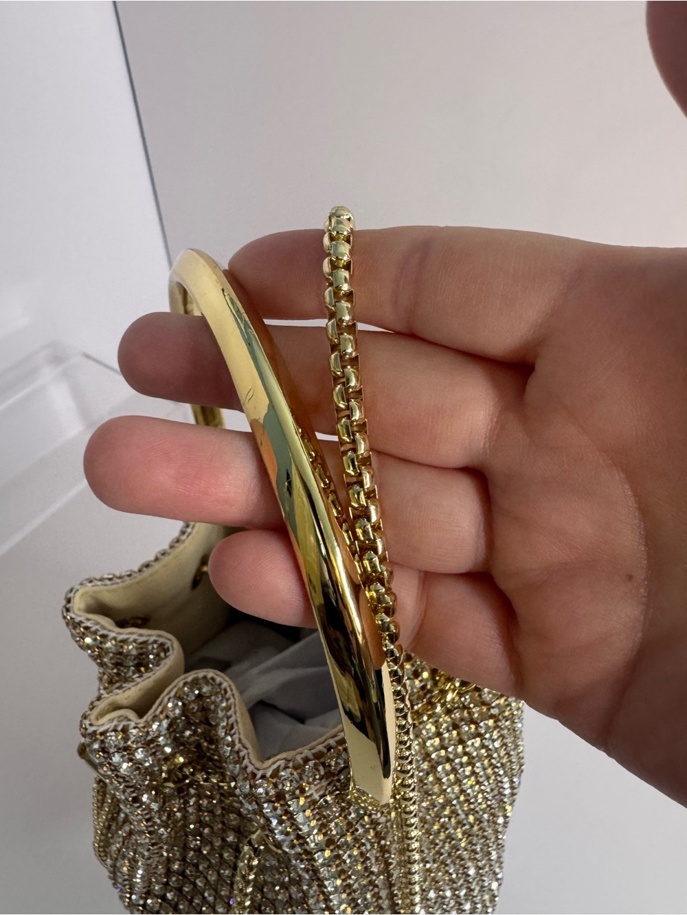 #387 Madison West Zafira Rhinestone Two-Way Bucket Evening Bag - Picture 5 of 15